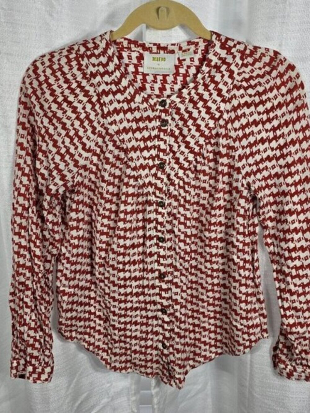 Maeve by Anthropologie Long-sleeved Avignon Dog Print Blouse Size XS